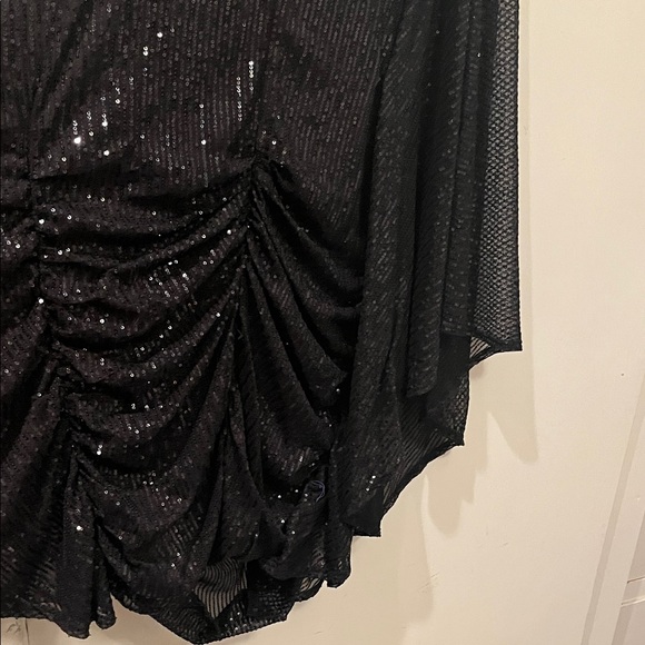 Fashion Nova Black Sequin NWT Mini Dress w/ cape sleeves - Picture 13 of 13